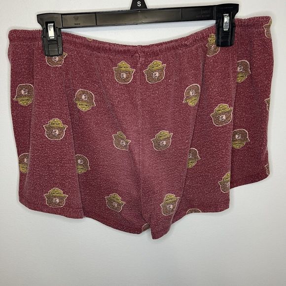 Women's Burgundy Pajama Shorts with Bear Print - Picture 4 of 8
